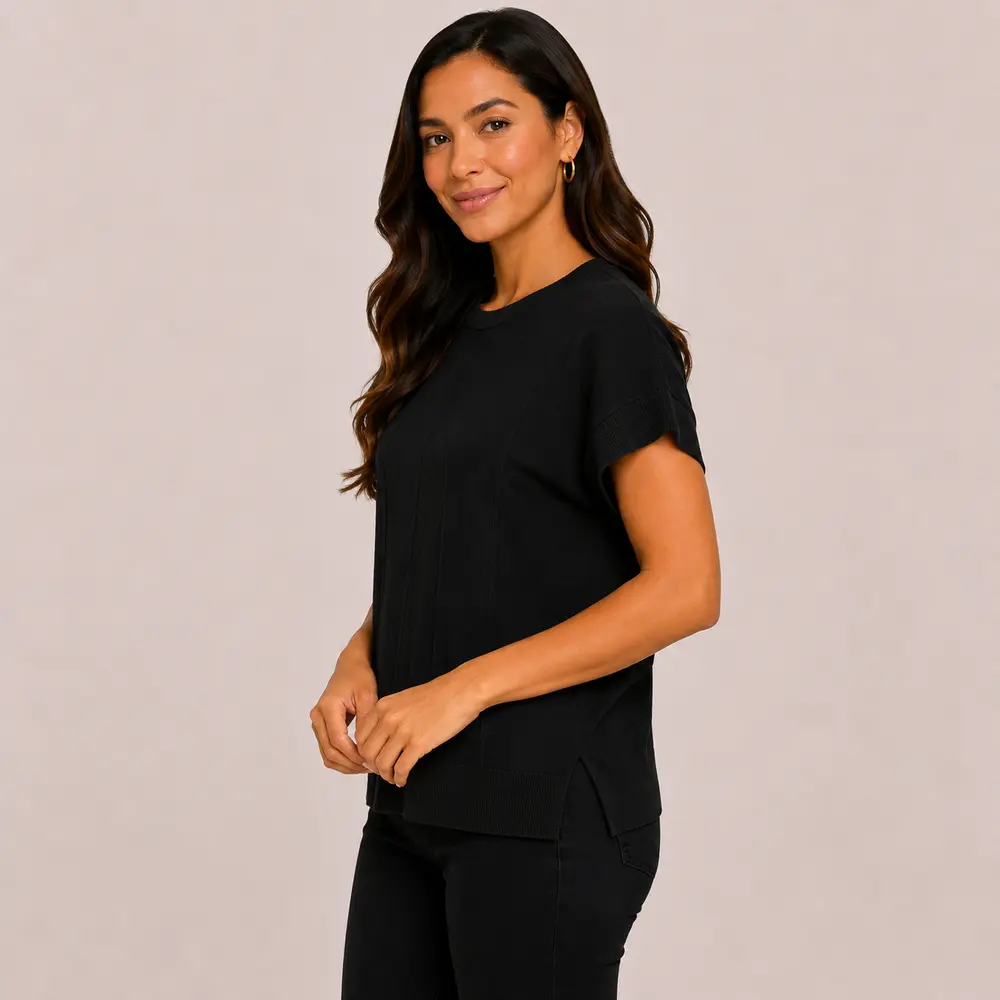 Blusa Feminina Manga Curta Tricô Modal .S1119