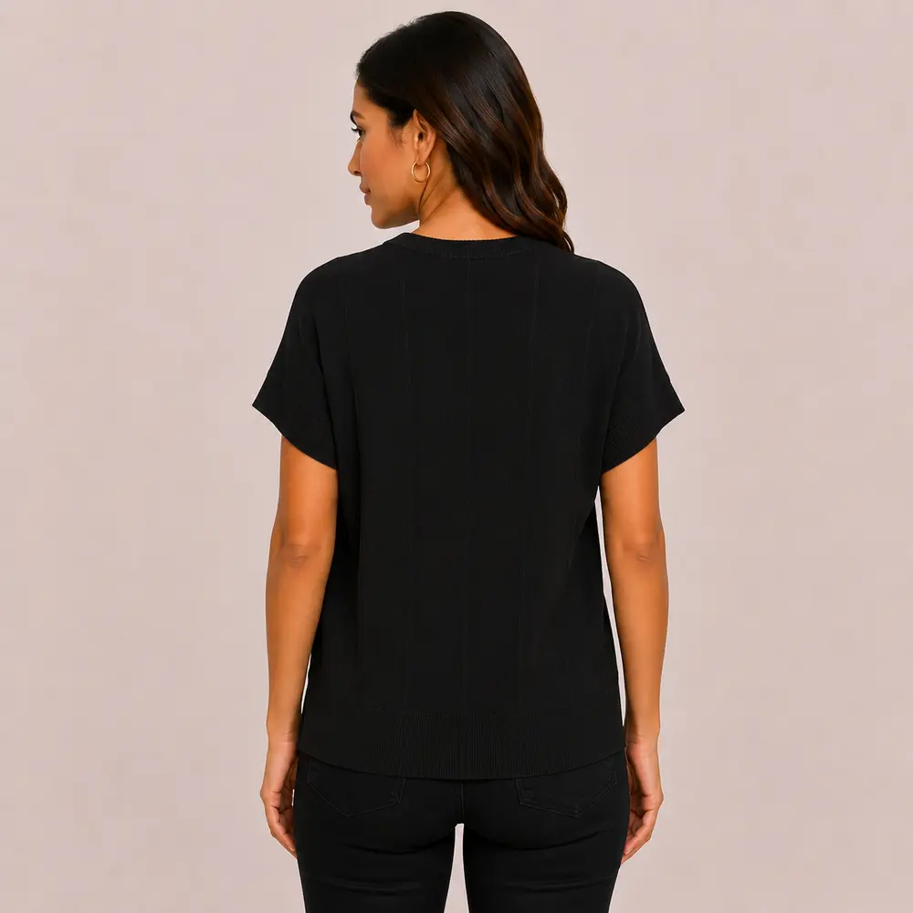 Blusa Feminina Manga Curta Tricô Modal .S1119