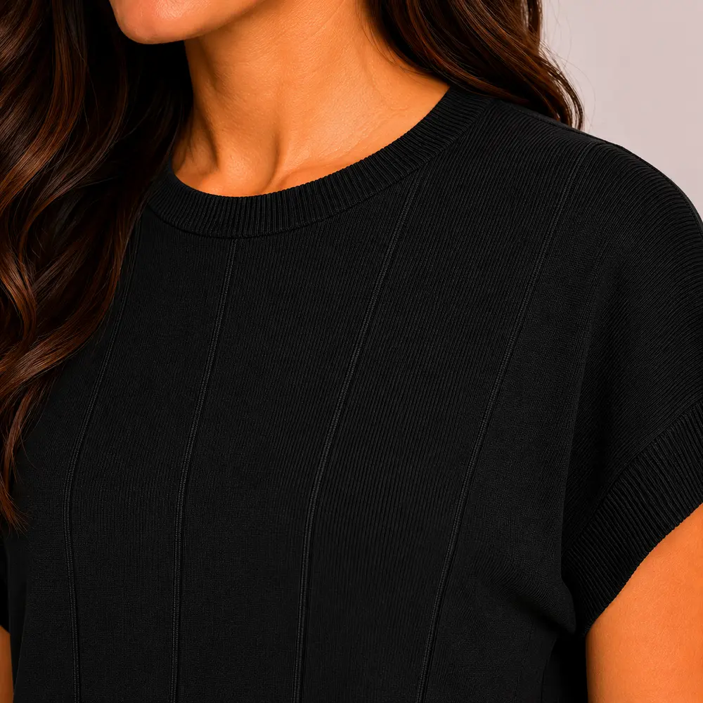 Blusa Feminina Manga Curta Tricô Modal .S1119