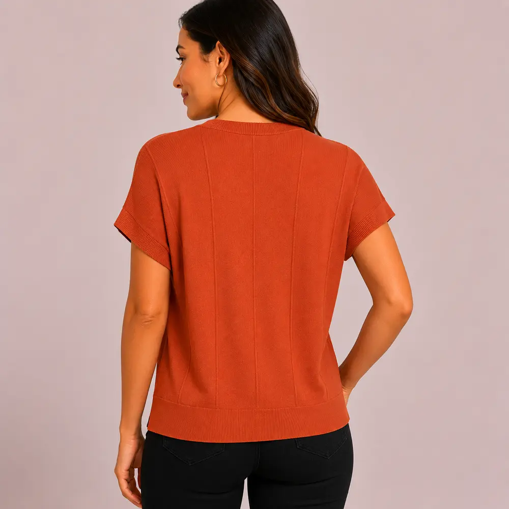 Blusa Feminina Manga Curta Tricô Modal .S1119