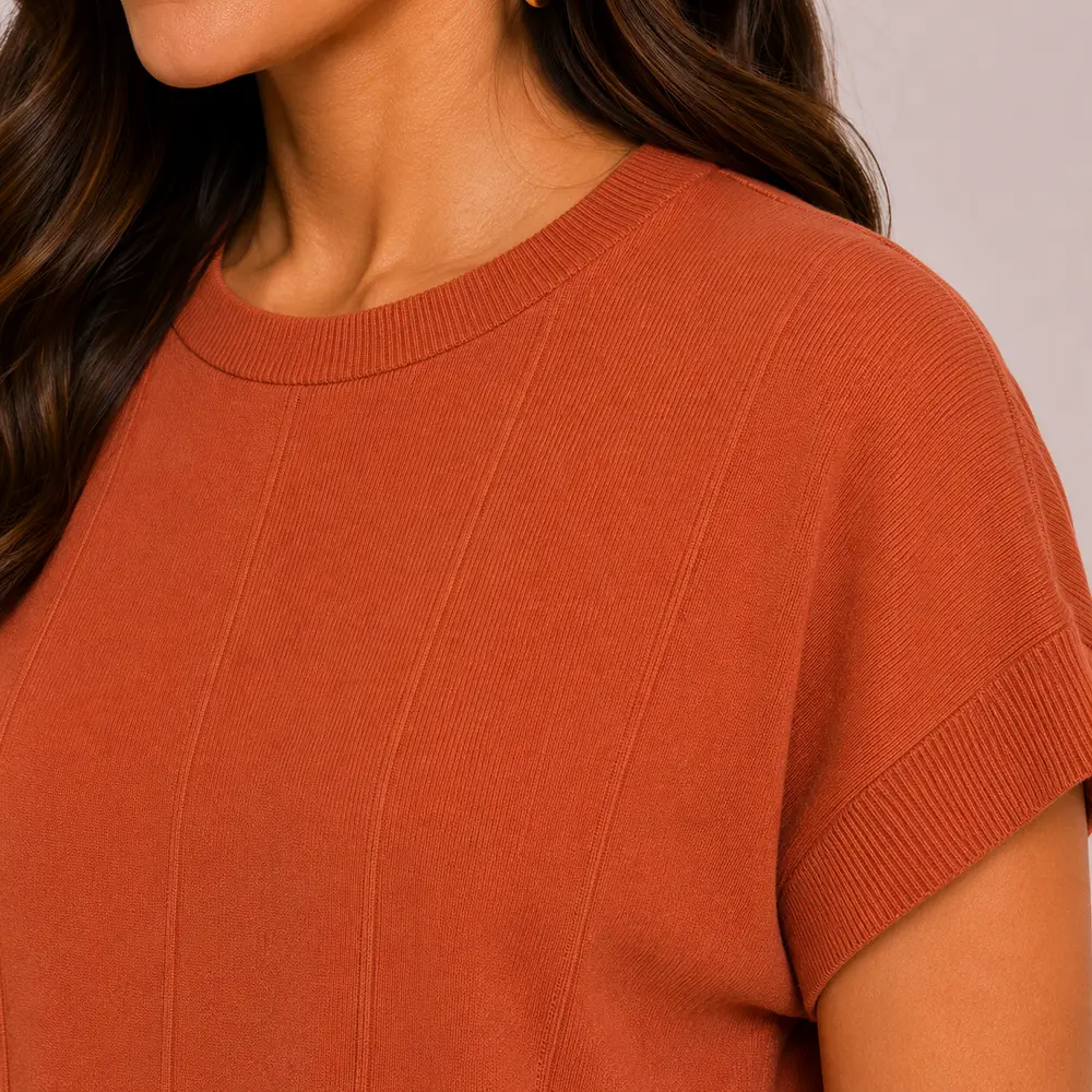 Blusa Feminina Manga Curta Tricô Modal .S1119
