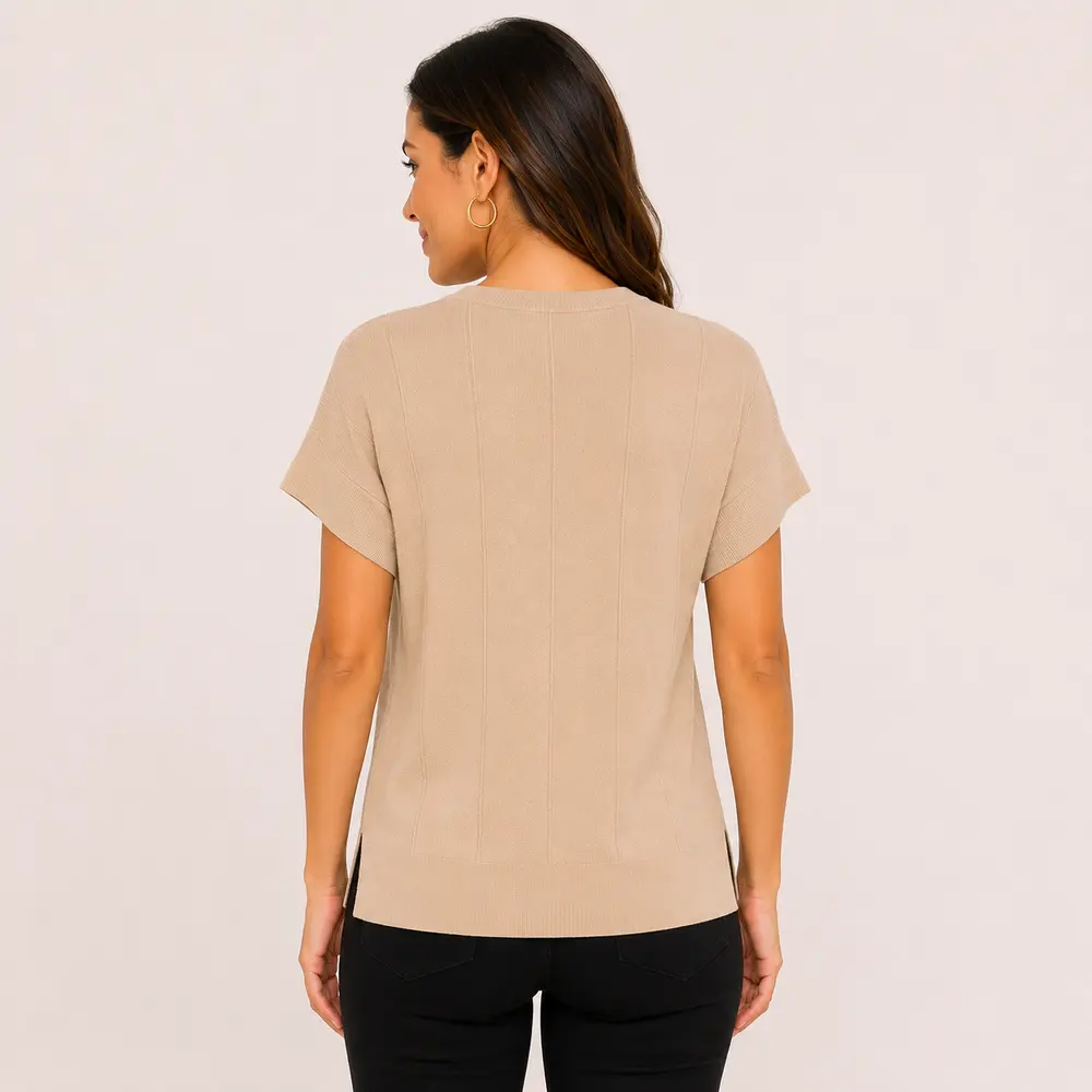Blusa Feminina Manga Curta Tricô Modal .S1119