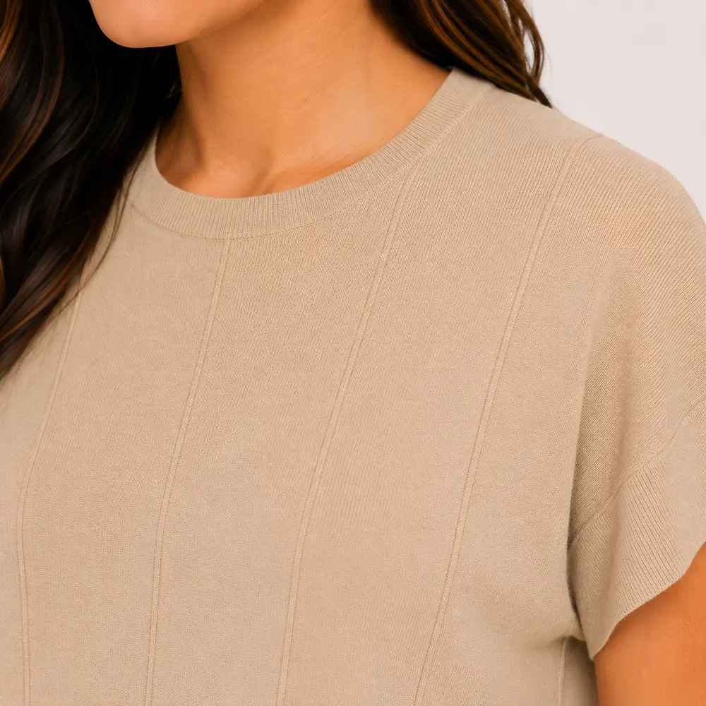 Blusa Feminina Manga Curta Tricô Modal .S1119