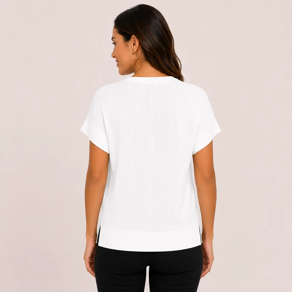 Blusa Feminina Manga Curta Tricô Modal .S1119