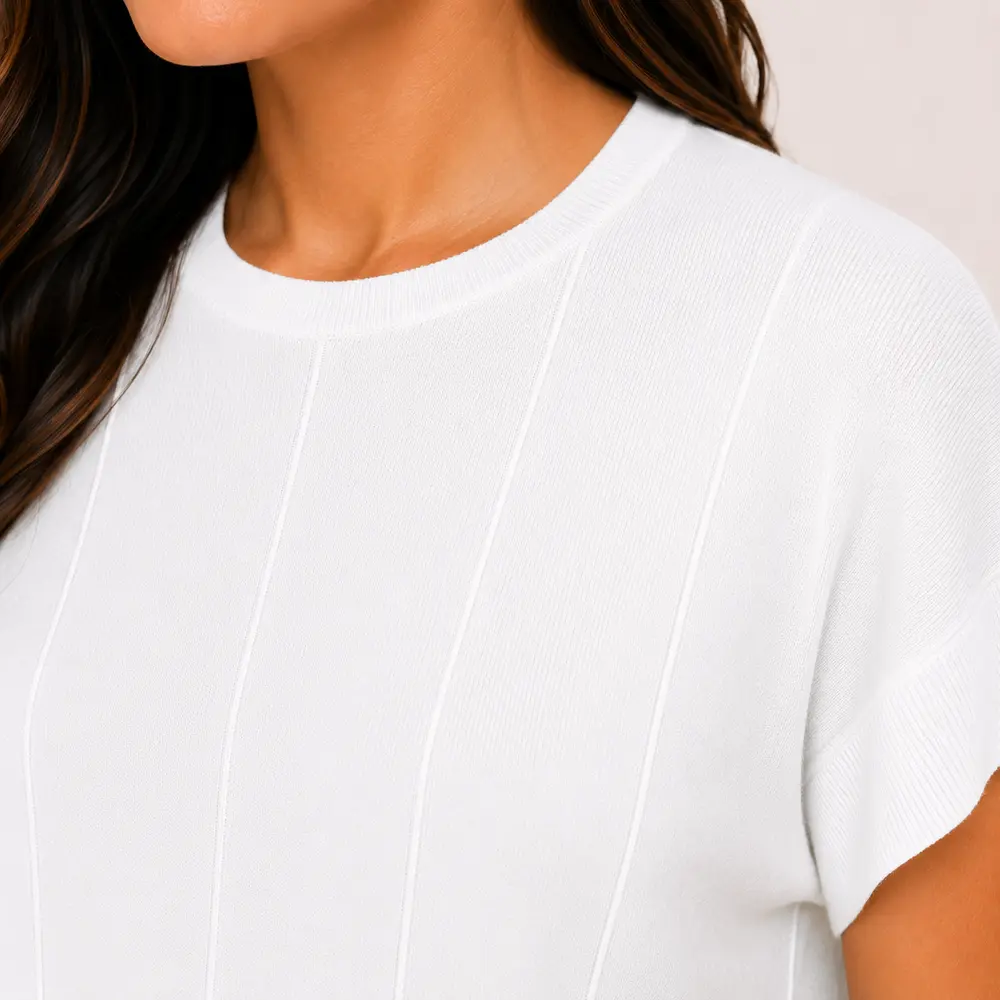 Blusa Feminina Manga Curta Tricô Modal .S1119