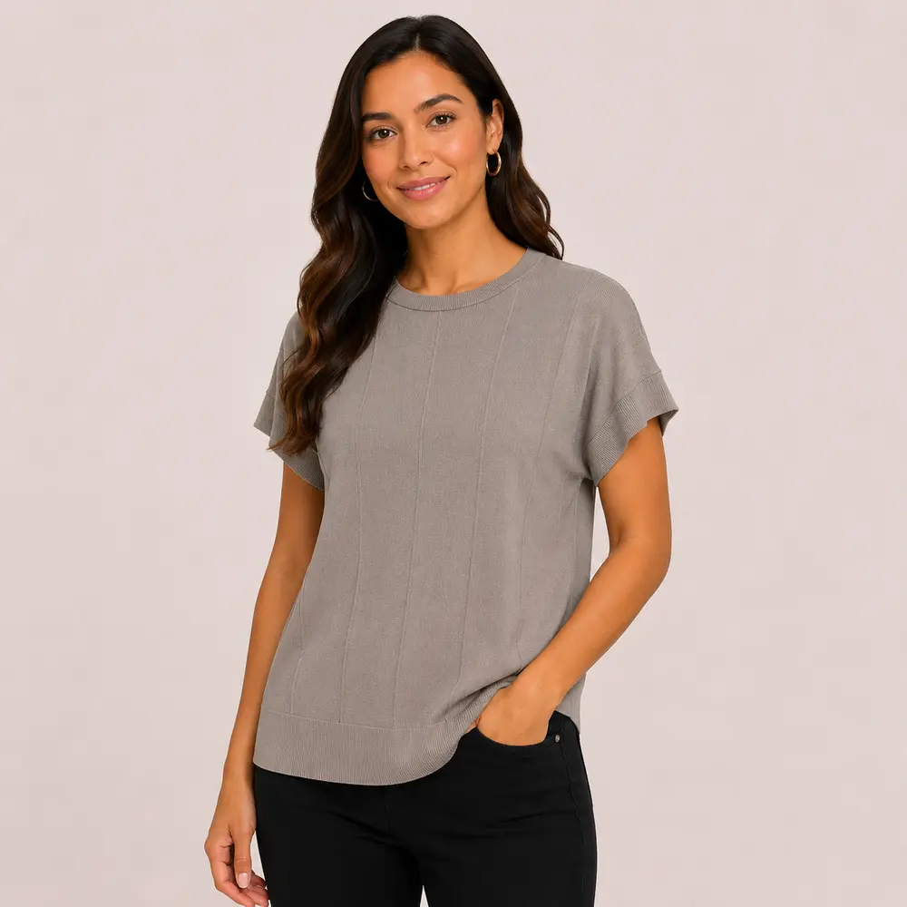 Blusa Feminina Manga Curta Tricô Modal .S1119