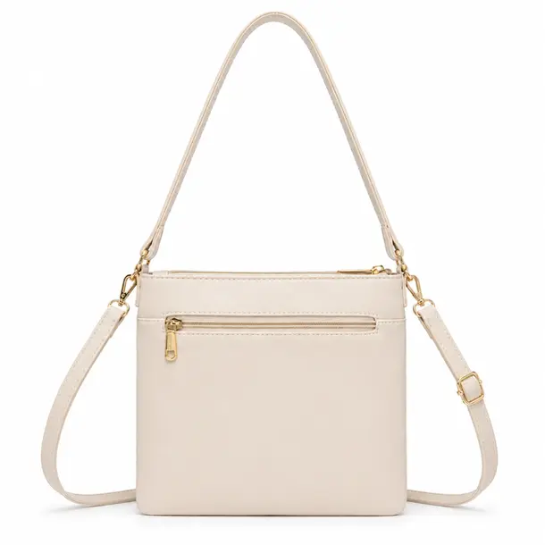 Bolsa Feminina Transversal Média com Divisórias .CRB-6341 Off White