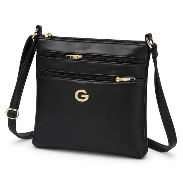 Bolsa Feminina Transversal Média com Divisórias .CRB-6341 Preto