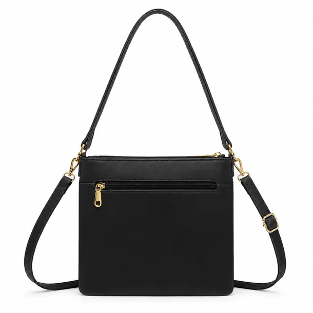 Bolsa Feminina Transversal Média com Divisórias .CRB-6341 Preto