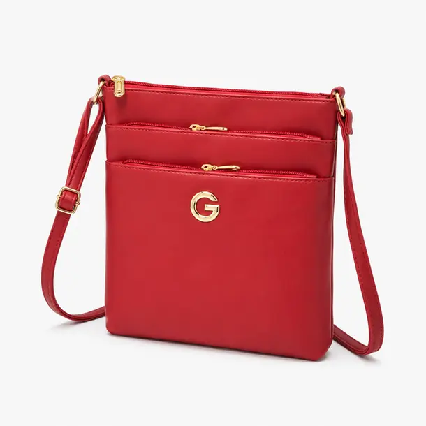 Bolsa Feminina Transversal Média com Divisórias .CRB-6341 Vermelho