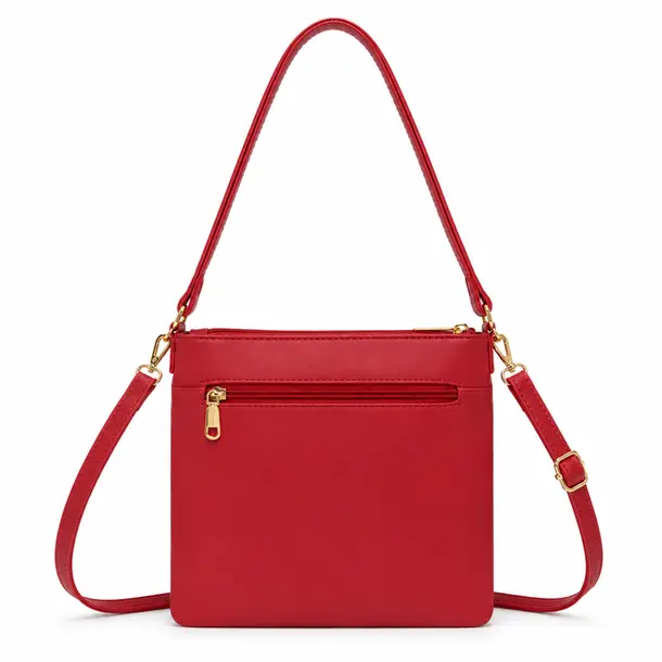 Bolsa Feminina Transversal Média com Divisórias .CRB-6341 Vermelho