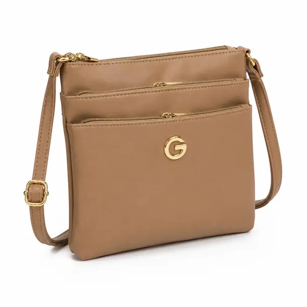 Bolsa Feminina Transversal Média com Divisórias .CRB-6341 Areia