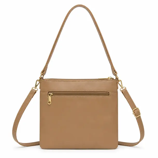 Bolsa Feminina Transversal Média com Divisórias .CRB-6341 Areia