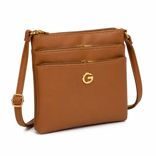 Bolsa Feminina Transversal Média com Divisórias .CRB-6341 Café