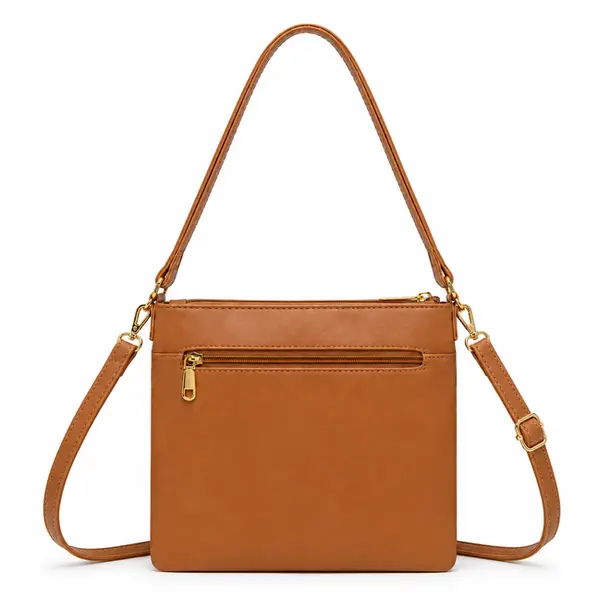 Bolsa Feminina Transversal Média com Divisórias .CRB-6341 Caramelo