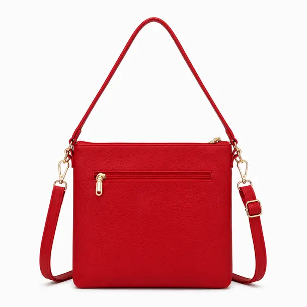Bolsa Feminina Transversal Média com Divisórias .CRB-6344 Vermelho
