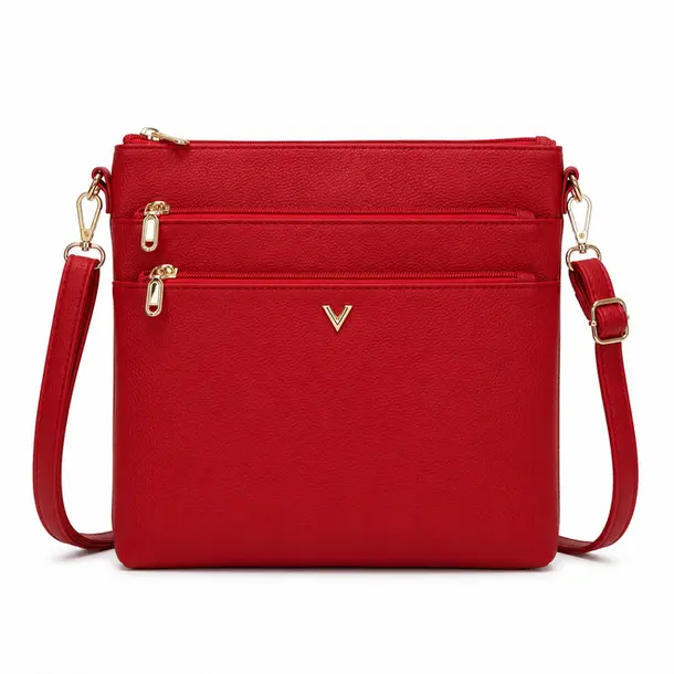 Bolsa Feminina Transversal Média com Divisórias .CRB-6344 Vermelho