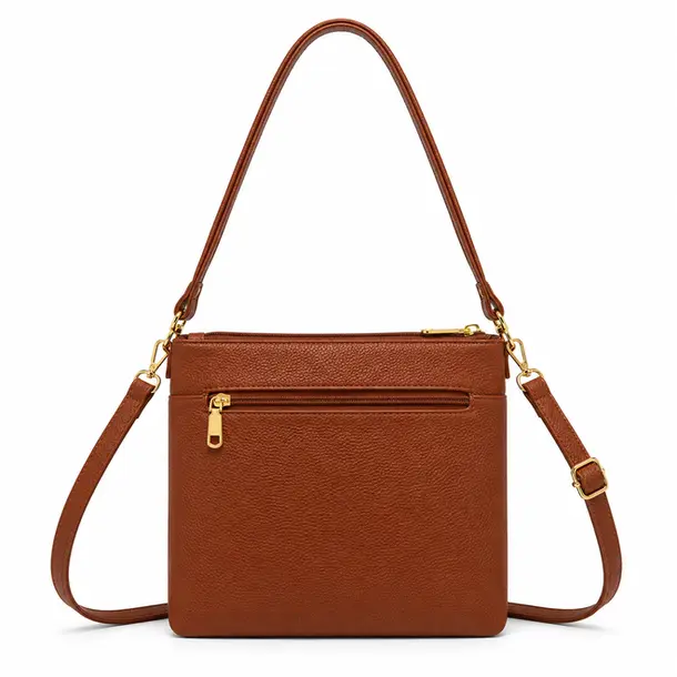 Bolsa Feminina Transversal Média com Divisórias .CRB-6344 Café