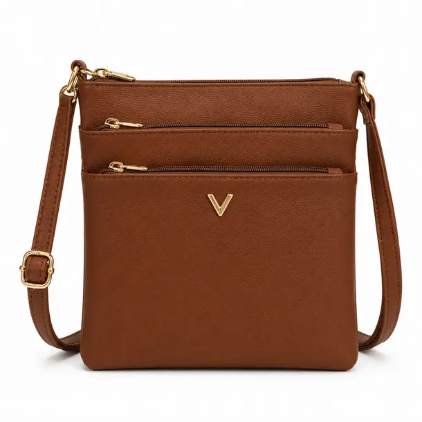 Bolsa Feminina Transversal Média com Divisórias .CRB-6344 Café
