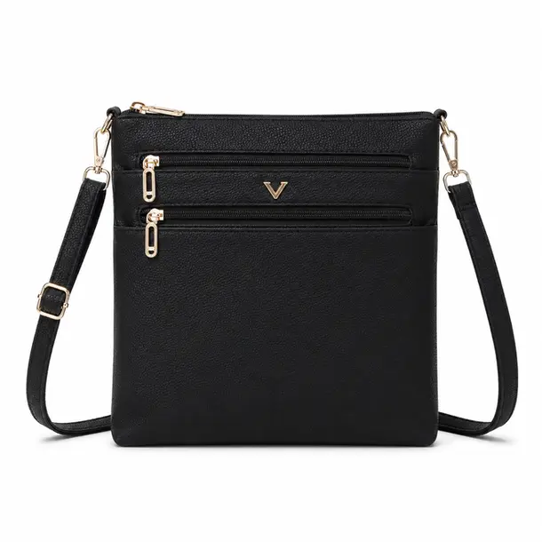 Bolsa Feminina Transversal Média com Divisórias .CRB-6344 Preto