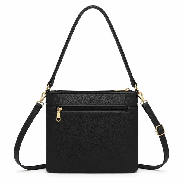 Bolsa Feminina Transversal Média com Divisórias .CRB-6342 Preto