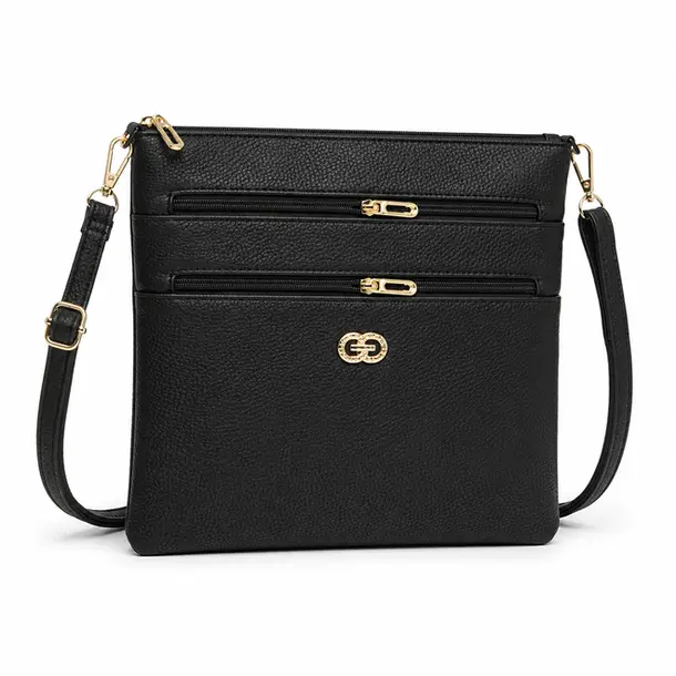 Bolsa Feminina Transversal Média com Divisórias .CRB-6342 Preto