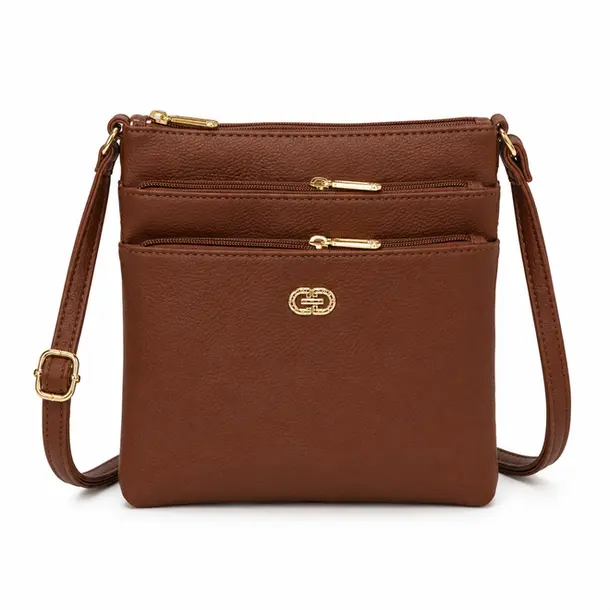 Bolsa Feminina Transversal Média com Divisórias .CRB-6342 Café