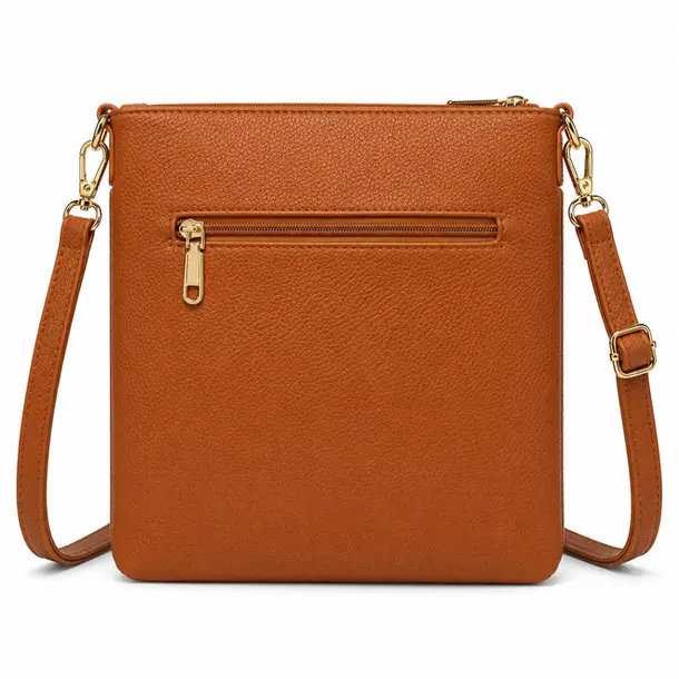 Bolsa Feminina Transversal Média com Divisórias .CRB-6342 Caramelo