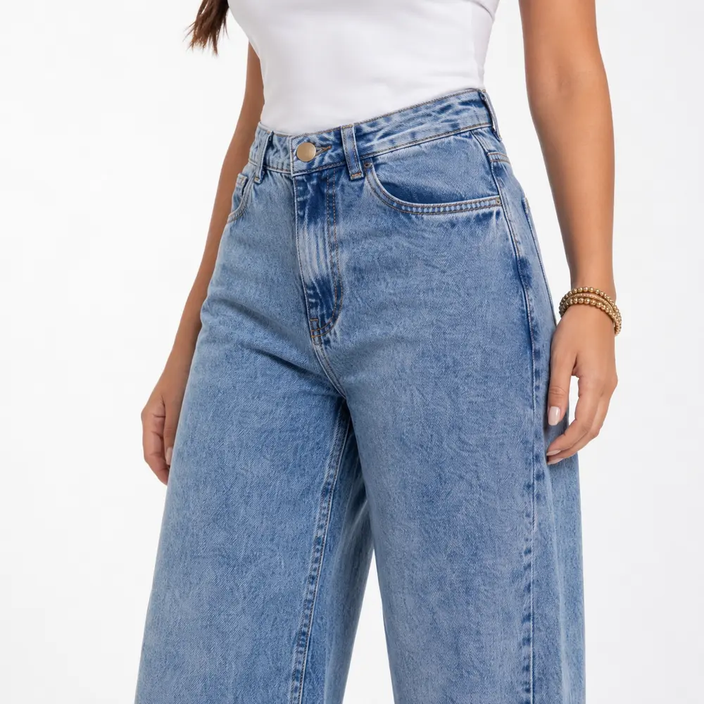 Calça Jeans Feminina Wide Leg .4073