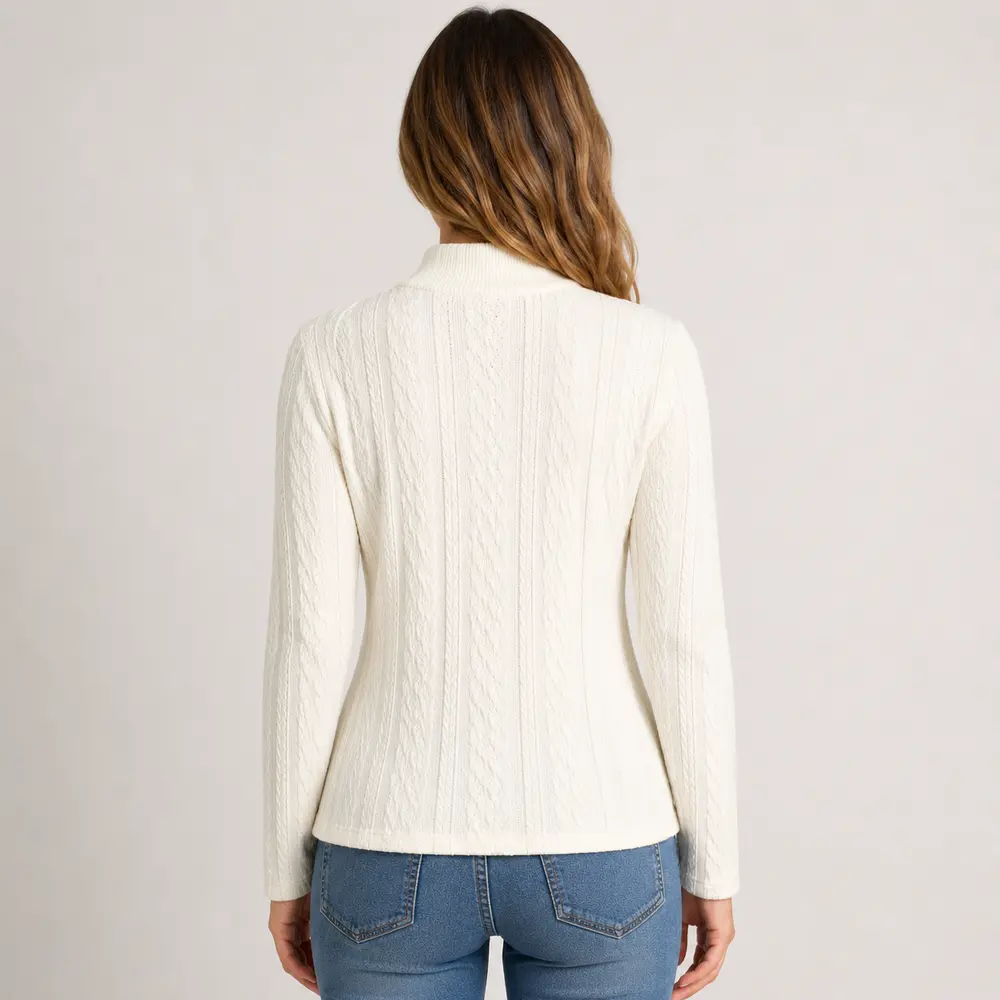 Blusa Feminina Manga Longa Gola Alta Texturizada .23250016