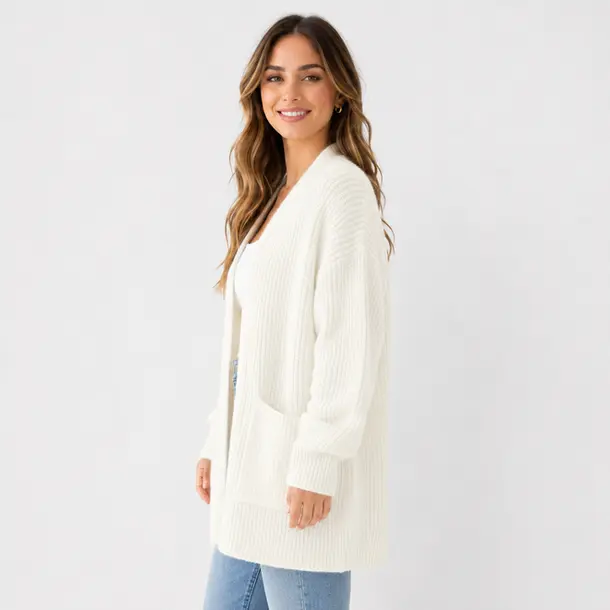 Cardigan Feminino Trico Modal Com Bolsos .5824MDL Off