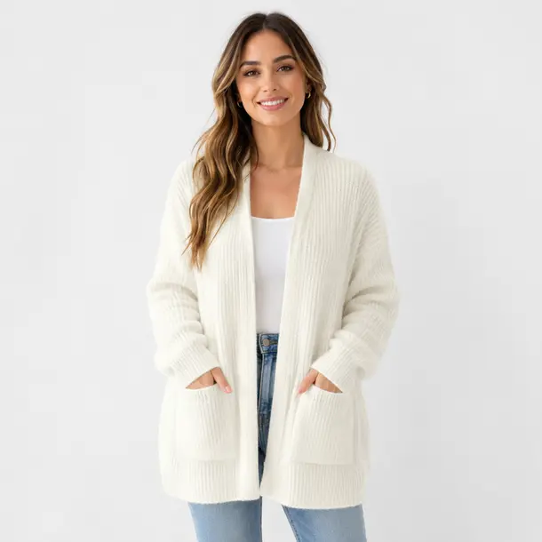 Cardigan Feminino Trico Modal Com Bolsos .5824MDL Off