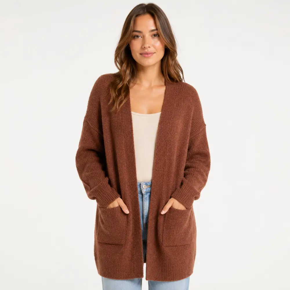 Cardigan Feminino Trico Modal Com Bolsos .5824MDL