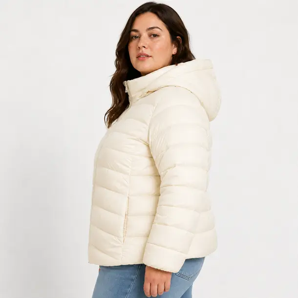 Jaqueta Feminina Plus Size Nylon Com Capuz .1002314 Off