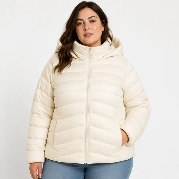 Jaqueta Feminina Plus Size Nylon Com Capuz .1002314 Off