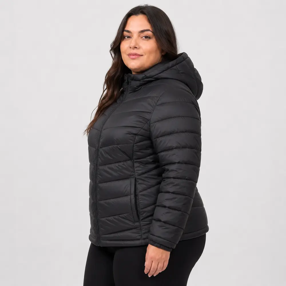 Jaqueta Feminina Plus Size Nylon Com Capuz .1002314