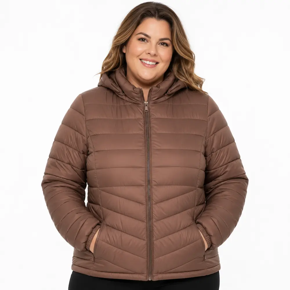 Jaqueta Feminina Plus Size Nylon Com Capuz .1002314