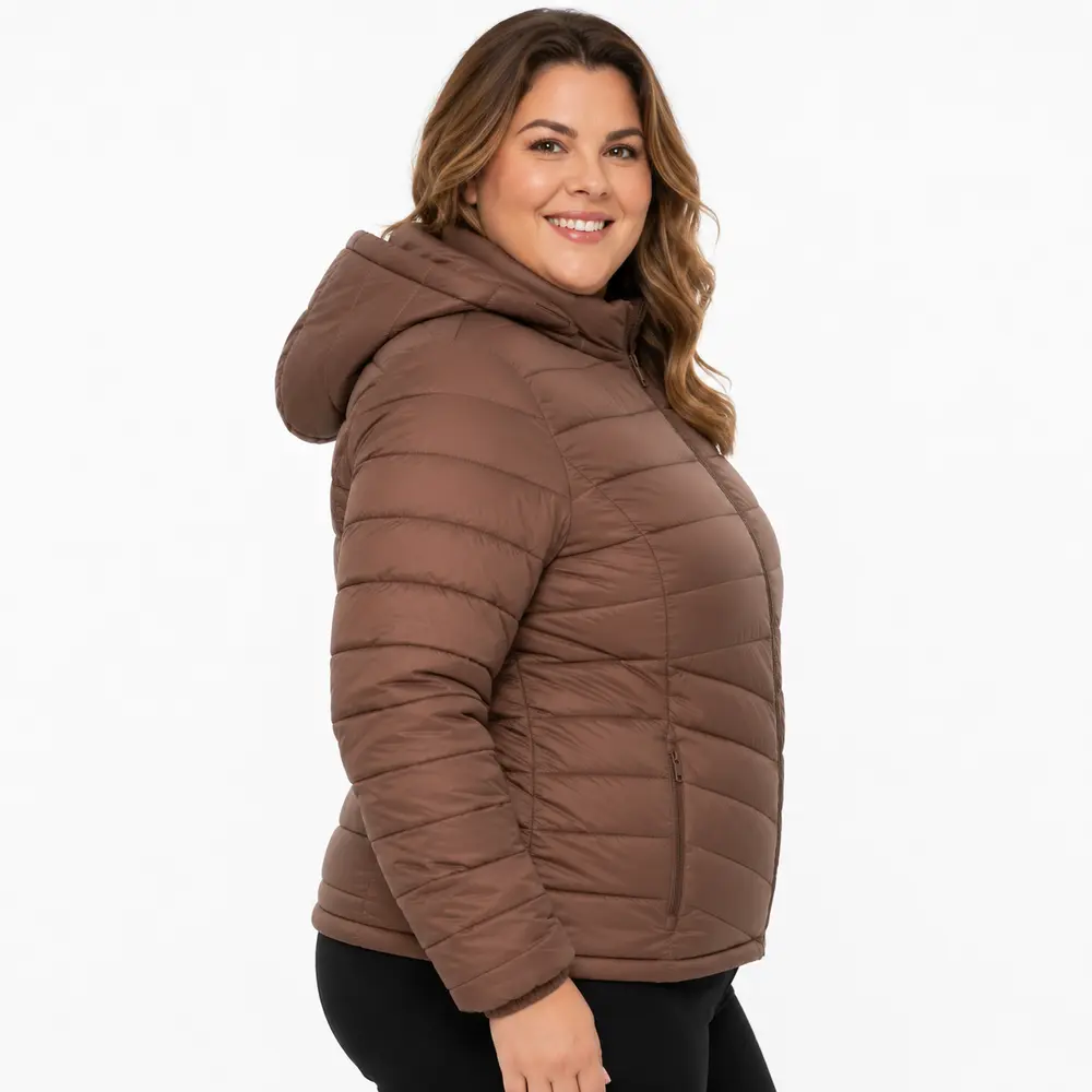 Jaqueta Feminina Plus Size Nylon Com Capuz .1002314