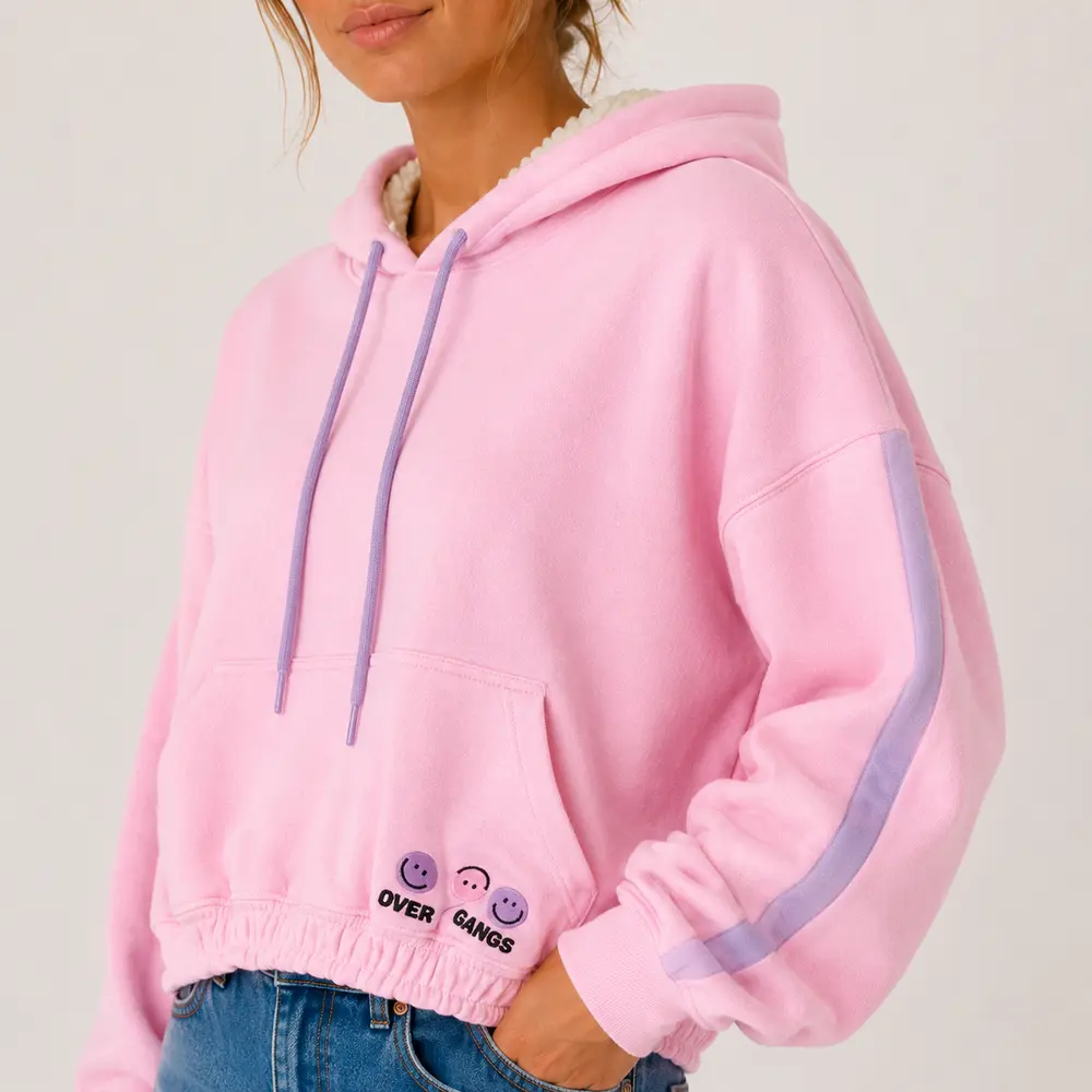 Blusão Feminino Moletom Cropped Com Capuz .6250054