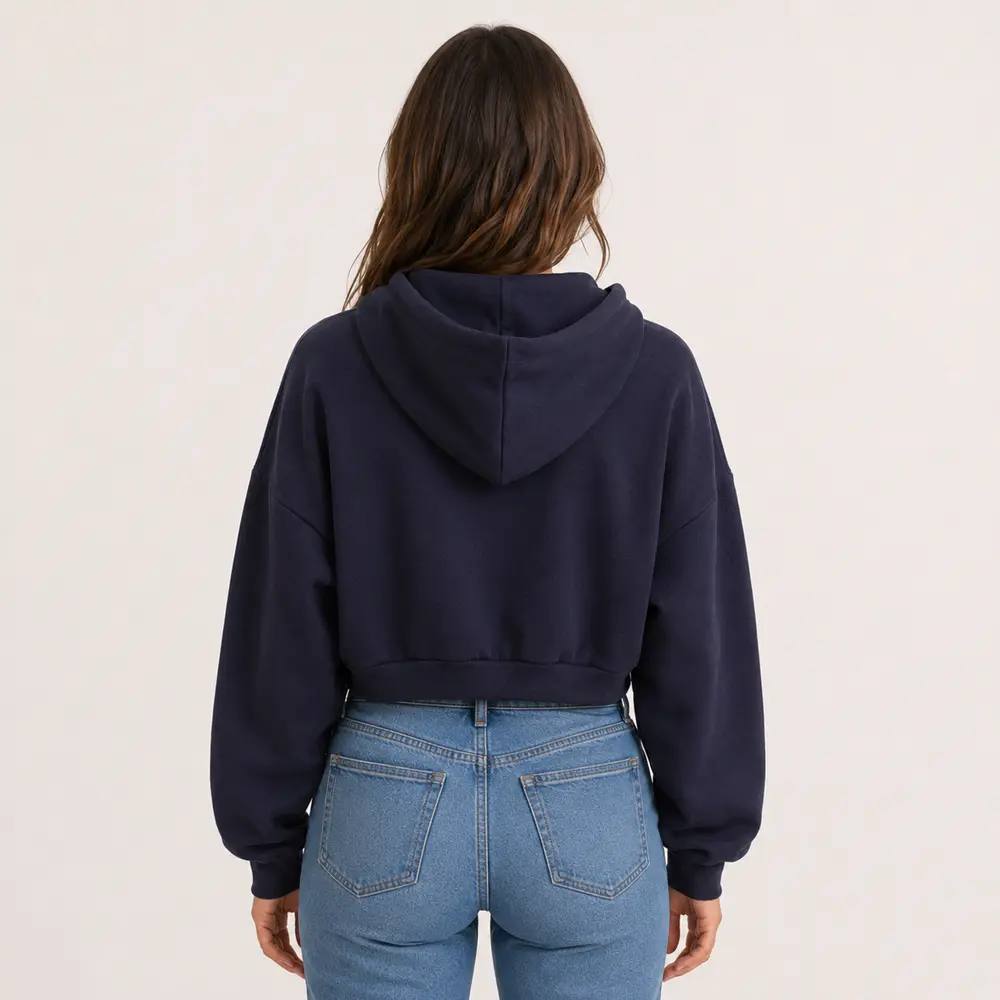Blusão Feminino Moletom Cropped Com Capuz .6250054