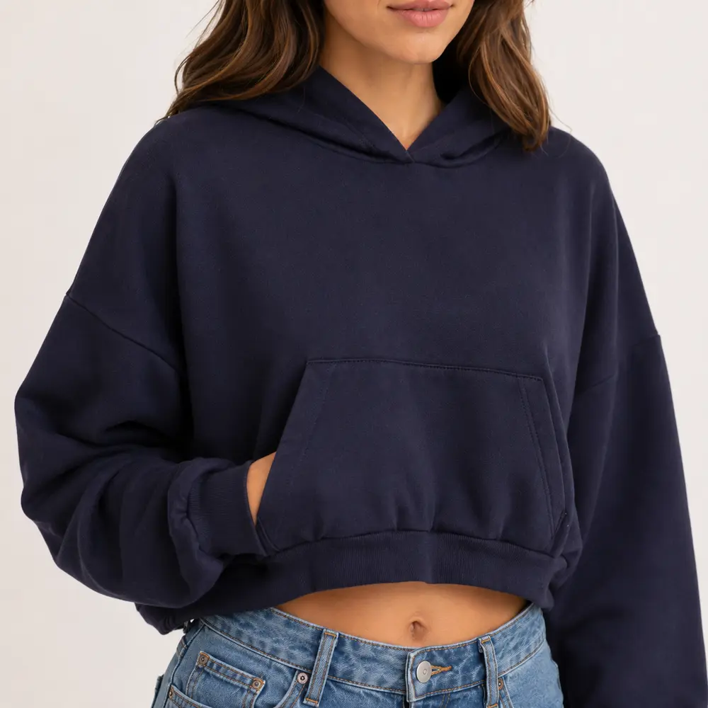 Blusão Feminino Moletom Cropped Com Capuz .6250054