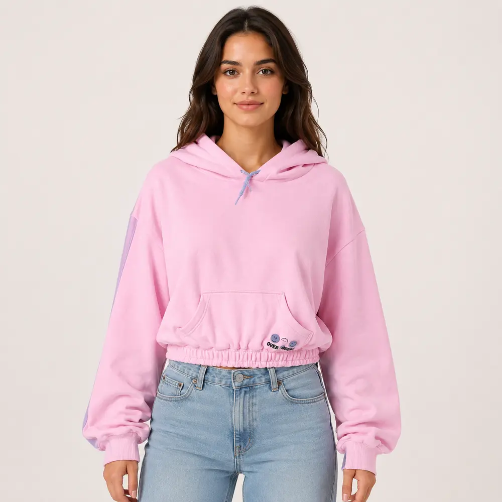 Blusão Feminino Moletom Cropped Com Capuz .6250054