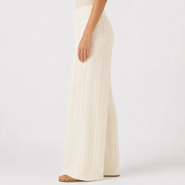 Calça Feminina Pantalona Tricô Texturizada .27200023 Off White