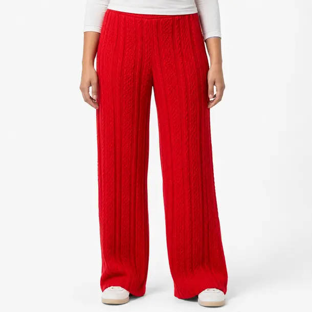 Calça Feminina Pantalona Tricô Texturizada .27200023 Vermelho