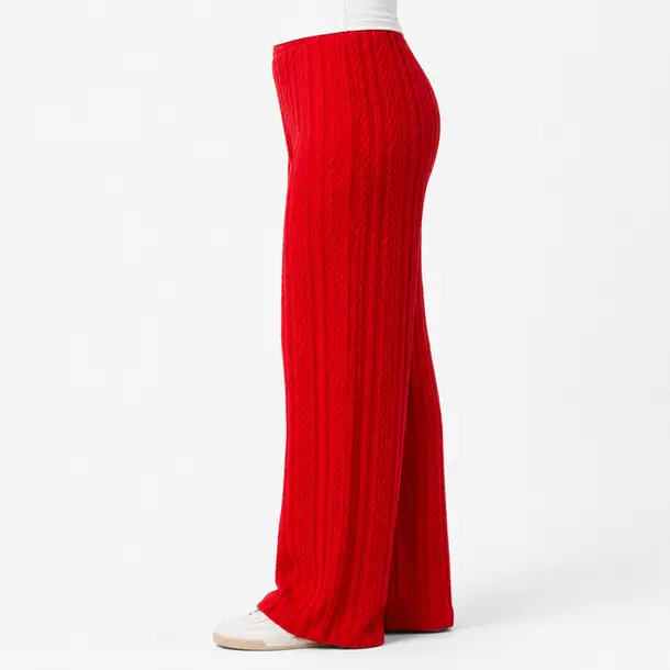 Calça Feminina Pantalona Tricô Texturizada .27200023 Vermelho