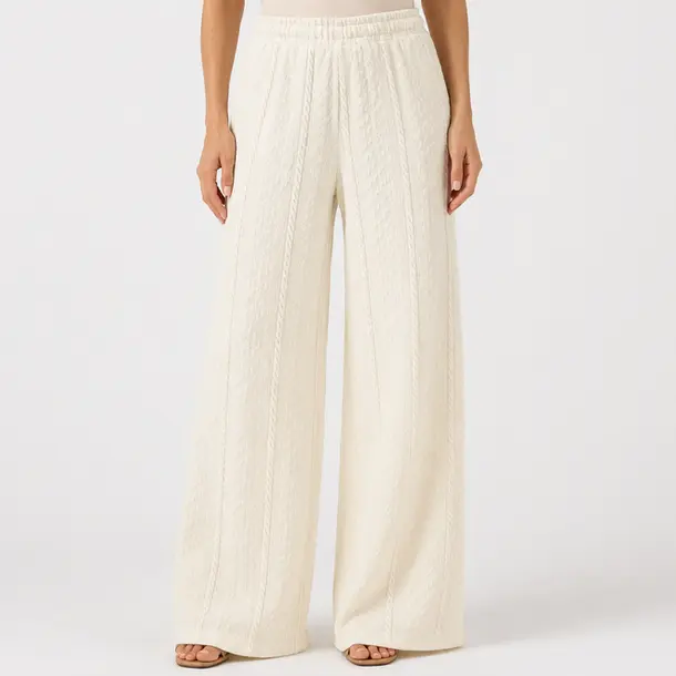 Calça Feminina Pantalona Tricô Texturizada .27200023 Off White