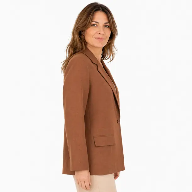 Blazer Feminino Alfaiataria Clássico .A52166 Marrom