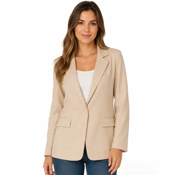 Blazer Feminino Alfaiataria Clássico .A52166 Bege