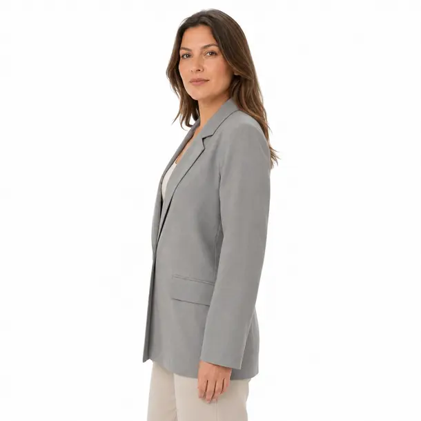 Blazer Feminino Alfaiataria Clássico .A52166 Cinza