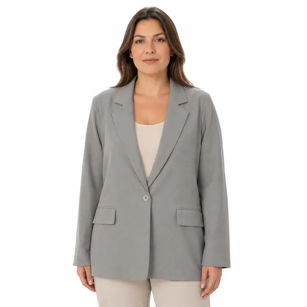 Blazer Feminino Alfaiataria Clássico .A52166 Cinza